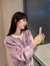 妃?，幮蓍e褲女裝套裝2025秋冬新款韓系時(shí)尚甜美減齡氛圍感顯瘦闊腿褲子 紫色毛衣+白色褲子 M 曬單實(shí)拍圖