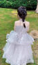 思妙星女童晚禮服輕奢小眾高端生日花童女孩公主裙兒童主持人鋼琴演出服 灰色 160 曬單實(shí)拍圖