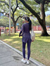 百思絨專業(yè)跑步運(yùn)動(dòng)套裝女訓(xùn)練服速干 健身瑜伽服 黛紫外套+紫色長褲XL 曬單實(shí)拍圖