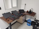 木藝生轉角雙電機電動(dòng)升降電腦桌家用辦公雙人L型桌子工作臺拐角書(shū)桌 雙電2節插排右拐角3cm實(shí)木胡桃色 1.6*1.1M(升級加強版收納橫梁) 曬單實(shí)拍圖