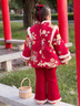 G.DUCKKIDS小黃鴨漢服女童套裝冬季新年兒童唐裝寶寶過(guò)年衣服女孩冬裝拜年服 紅色 90 建議1~2歲【 80-90cm】cm 曬單實(shí)拍圖