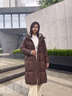 艾萊依羽絨服女士2025冬季新款千鳥(niǎo)格拼接泡芙羽絨服插肩袖設計顯瘦外套 朱古力 M 【建議110-130斤】160 曬單實(shí)拍圖