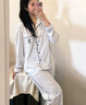 維多利亞的秘密 楊冪田曦薇同款 宅度假輕舒絨防靜電家居服長(cháng)袖長(cháng)褲秋季睡衣套裝 12M7藍豹紋 11273305 M 曬單實(shí)拍圖