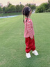 幼歌（YOUGE）嬰幼兒秋季新款純棉舒適束腳褲寬松復(fù)古百搭軟牛仔褲潮 紅色（66-90兩用襠） 90 cm 曬單實(shí)拍圖