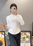 NOME德絨半高領(lǐng)打底衫女長(cháng)袖內搭秋冬款半高領(lǐng)扇形下擺上衣 白色 L 曬單實(shí)拍圖