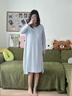 NEIYIN睡裙女士帶胸墊睡衣長(cháng)袖可外穿2025年新款家居服秋冬季 水藍色 曬單實(shí)拍圖