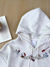 LDBE刺繡重工連帽衛衣女爆款美式復古可愛(ài)高級感寬松外套上衣秋季薄款 白灰色 M 【95斤以?xún)取?曬單實(shí)拍圖