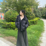 艾萊依羽絨服女士2025新款連帽面包服寬松顯瘦下擺抽繩防風(fēng)保暖短款外套 月夜黑 M 【建議110-130斤】160 曬單實(shí)拍圖