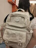 日本2025新款大容量雙肩背包女士防水學(xué)生書(shū)包休閑時(shí)尚旅行包男 米白色 曬單實(shí)拍圖