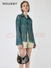 moussy【新復(fù)古回潮】 復(fù)古森系風(fēng)條紋褶裥雪紡襯衫女010ISS30-8781 035花紋綠色 均碼 曬單實(shí)拍圖