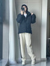 WHIM NASA大碼鴨絨羽絨服男短款2025冬季新款加厚保暖寬松外套男女學(xué)生冬裝 米白色 XL 約145-17斤可穿 曬單實(shí)拍圖