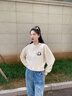 班尼路衛(wèi)衣女裝連帽重磅長袖潮流短款上衣服小個子女生顯瘦時尚秋冬新款 杏#竹葉熊貓K 【綿柔親膚】 M 曬單實(shí)拍圖