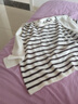 三彩2025秋季新款披肩條紋針織衫套頭衫女 曬單實(shí)拍圖