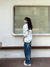 試衣間 美式復(fù)古連帽拉鏈衛(wèi)衣女男秋季2025新款寬松運動開衫上衣 白灰色 M 曬單實拍圖