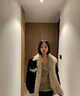 DGOV冬季新款復古拼接黑色毛毛牛仔外套女加絨加厚寬松中長(cháng)款棉衣棉服 黑色 S 80-95斤 曬單實(shí)拍圖