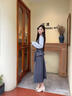 尚靜撞色假兩件襯衫+半裙兩件套女裝25年新款衣服時尚顯瘦氣質(zhì)套裝 灰色 M 曬單實拍圖