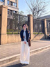 艾珠兒（Aizhuer）休閑褲女裝2025秋季學(xué)院小香風(fēng)針織開(kāi)衫褲子女韓系穿搭一整套裝 藍色假兩件上衣+褲子 M 曬單實(shí)拍圖