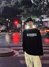 燦圖黑色重磅純棉長(cháng)袖t恤男春秋季美式潮牌內搭打底衫寬松休閑衛衣服 黑色 XL 【建議120-140斤】 曬單實(shí)拍圖