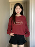 MMLG 87mm 純棉長(cháng)袖t恤女男秋新款經(jīng)典logo印花情侶寬松百搭韓系上衣 淺花灰 S 曬單實(shí)拍圖
