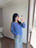 哈吉斯（HAZZYS）女裝 秋季款女士毛衣【宋佳明星同款】純色圓領(lǐng)絞花套頭羊毛衫女 藍色BL M (160/84A 38) 曬單實(shí)拍圖