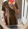 森馬連衣裙女收腰襯衫裙復古休閑夏季美拉德純色短裙101324114030 曬單實(shí)拍圖