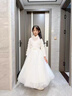 小咔衣濃兒童禮服公主裙花童蓬蓬紗女孩長(cháng)袖主持人女童鋼琴演奏演出服秋冬 白色長(cháng)款 110 曬單實(shí)拍圖