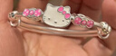 足銀999kt貓手鐲HelloKitty可愛(ài)公主兒童女款純銀鐲子送生日禮物 9999純銀凱蒂貓手鐲 約17g(適合小童和成人佩戴） 曬單實(shí)拍圖