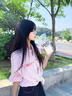 哈魯迪粉色格紋字母印花襯衫外套女夏秋薄款襯衣寬松休閑防曬衫長(cháng)袖上衣 桃粉色 M （90-105斤） 曬單實(shí)拍圖