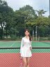 天使季節網(wǎng)球裙長(cháng)袖連衣裙女羽毛球裙運動(dòng)瑜伽裙棒球裙網(wǎng)球服長(cháng)裙 本白 M 曬單實(shí)拍圖