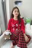貝妍情侶男睡衣女春秋季柔軟棉迪士尼米奇長(cháng)袖紅色結婚喜慶家居服套裝 C20816女裝 M 曬單實(shí)拍圖