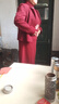 金狐貍喜婆婆婚宴兩件套新款媽媽婚宴高貴禮服春秋裝時(shí)尚套裝旗袍 紅色 BD1165/24-12 3XL 建議114-127斤 曬單實(shí)拍圖