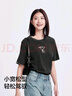 森馬（Semir）短袖t恤女寬松涼感上衣夏裝可愛(ài)刺繡印花圓領(lǐng)百搭正肩修身套頭衫 Z款-黑色調00399 M /160/84A 曬單實(shí)拍圖