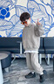 G.DUCKKIDS童裝男童秋裝套裝時(shí)髦2025新款中大兒童秋季帥氣衣服男孩兩件套潮 字母連帽套裝-灰色 170 cm 建議160-170cm13-15歲 曬單實(shí)拍圖