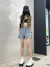 浪莎牛仔短褲女夏季新款2026年毛邊薄款三分褲外穿休閑運動(dòng)辣妹熱褲子 復古藍 【速干顯瘦升級款】 M 【推薦95-105斤】 曬單實(shí)拍圖