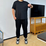 胖哥哥大碼男裝休閑褲男春季舒適寬松肥佬褲長束腳加肥加大男士褲子胖子 【不加絨】活性黑 6XL (270斤-300斤) 曬單實拍圖