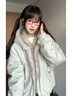 唐菓蜜羽絨棉服女冬季2025新款韓版時(shí)尚毛領(lǐng)美式復古夾克加厚保暖棉衣女 杏灰色 M 曬單實(shí)拍圖