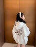 拙拙豬女童秋裝衛(wèi)衣外套兒童裝2025新款洋氣女孩時髦春秋季大童連帽上衣 白花灰 150 曬單實拍圖