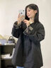 塔馳密司 TOUCH MISS高級感腰果花內(nèi)襯拼接風(fēng)衣外套女春秋季歐貨大版無領(lǐng)衣 黑色 L 曬單實(shí)拍圖