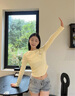 唐獅（TonLion）2025秋女圓領(lǐng)左胸圖案長袖T恤 曬單實拍圖