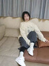 安踏（ANTA）女鞋運動板鞋子女秋冬季皮面防潑水小白鞋厚底耐磨防滑百搭休閑鞋 象牙白/治愈粉 38 曬單實拍圖