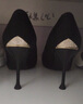DAPHNE達芙妮高跟鞋女細跟婚鞋新款黑色尖頭淺口宴會(huì )工作鞋子 黑色 9cm 37 (235mm) 曬單實(shí)拍圖