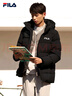 斐樂(lè )（FILA） 羽絨服男裝冬季保暖連帽運動(dòng)休閑長(cháng)袖加厚外套開(kāi)衫男裝上衣 正黑色-BK 2XL 185/104A 曬單實(shí)拍圖