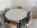 惠尋 京東自有品牌 現(xiàn)代簡約巖板餐桌椅組合小戶型可伸縮餐桌家用飯桌 亮光雪山白/黑白框架-加厚皮椅 1.35米 一桌六椅(升級實(shí)木四軌道) 曬單實(shí)拍圖