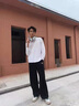 SPAO韓國同款男士休閑直筒褲春秋新款藍帽子小熊重磅衛褲SPWK25SK08LD 黑#SP藍帽子熊-貼布繡 M 曬單實(shí)拍圖
