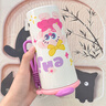 鴻迪卡通繽紛保溫杯女生316不銹鋼便攜隨行咖啡杯高顏值可愛(ài)吸管水杯 紫杏色 500ml 曬單實(shí)拍圖