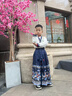 雀棲枝兒童國學(xué)服裝漢服男童女童幼兒中國風(fēng)古裝少兒詩(shī)詞合唱朗誦演出服 【桃花源 升級版男款】藍色直袖＋藍色馬面裙 110 曬單實(shí)拍圖