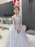 思妙星女童晚禮服輕奢小眾高端生日花童女孩公主裙兒童主持人鋼琴演出服 灰色 130 曬單實(shí)拍圖