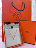 愛馬仕（HERMES）Mini Pop H項鏈 玫瑰金鏈條橢圓立體琺瑯項鏈送女友七夕送禮 白色玫瑰金H147992FO49 鏈長40cm吊墜0.7*0.9cm 曬單實拍圖