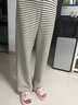 婧麒（JOYNCLEON）孕婦褲春秋季外穿條紋居家闊腿褲2025新款不勒肚子長(cháng)褲孕婦裝 白色條紋 M 曬單實(shí)拍圖