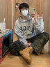 安初夏牛仔褲男士春秋新款美式高街伐木迷彩寬松直筒工裝潮牌長(cháng)褲子男 5120迷彩色 XL 建議130-140斤 曬單實(shí)拍圖